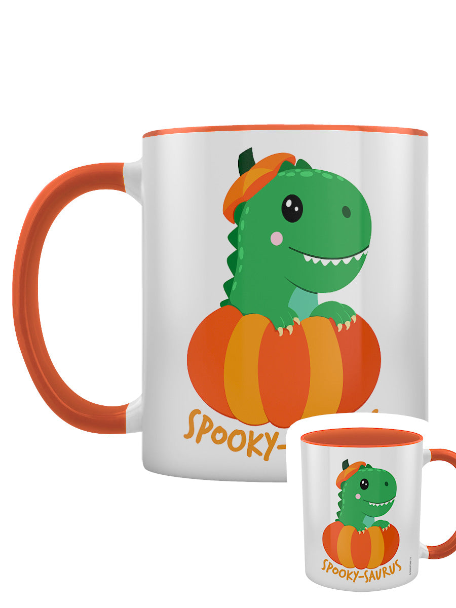 Spooky-Saurus Halloween Dinosaur Orange Inner 2-Tone Mug