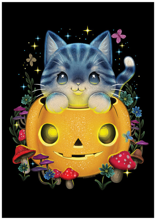 Magical Halloween Kitten Mini Poster