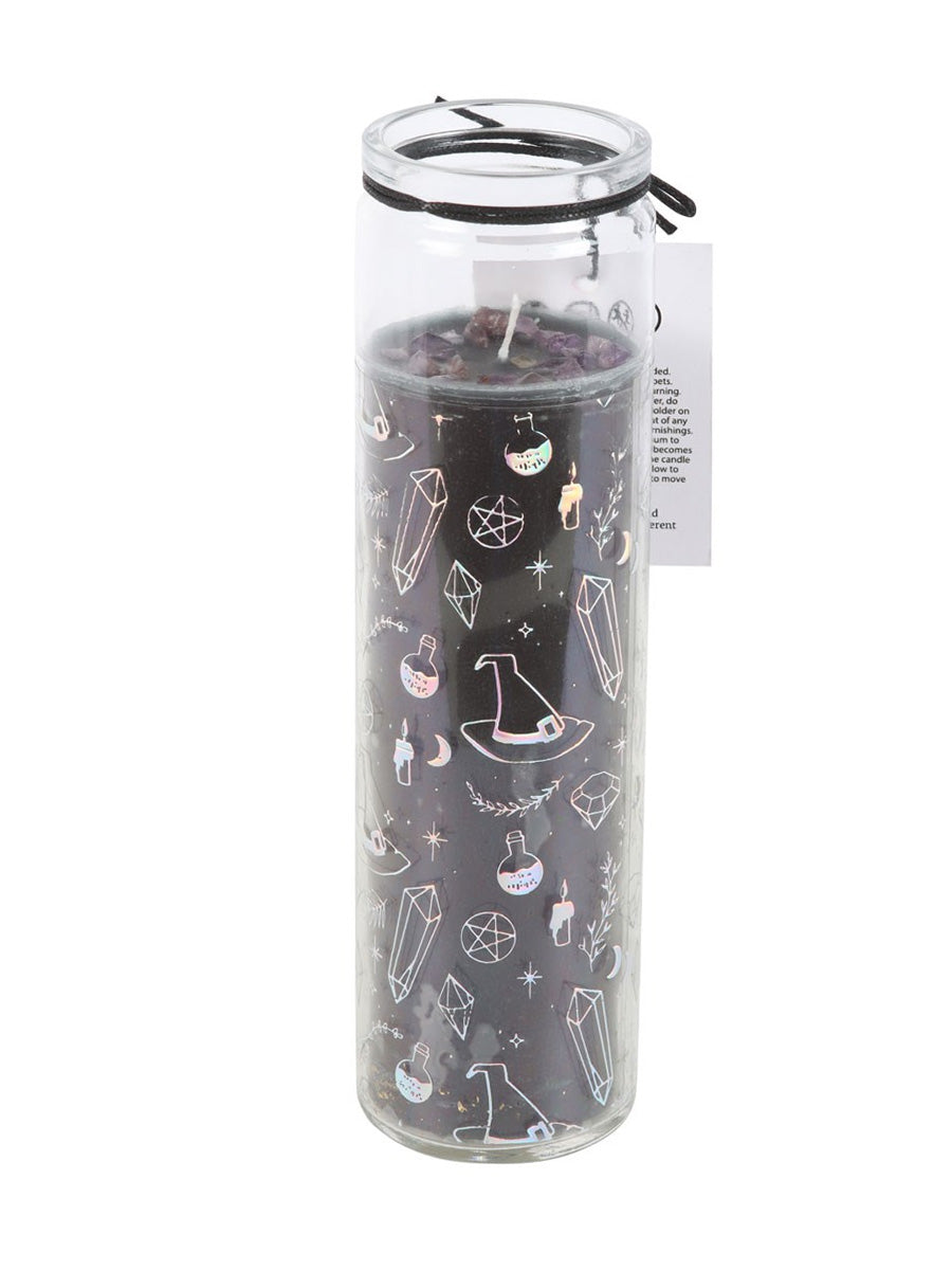 Crystal Witch Jasmine Tube Candle with Amethyst Chips