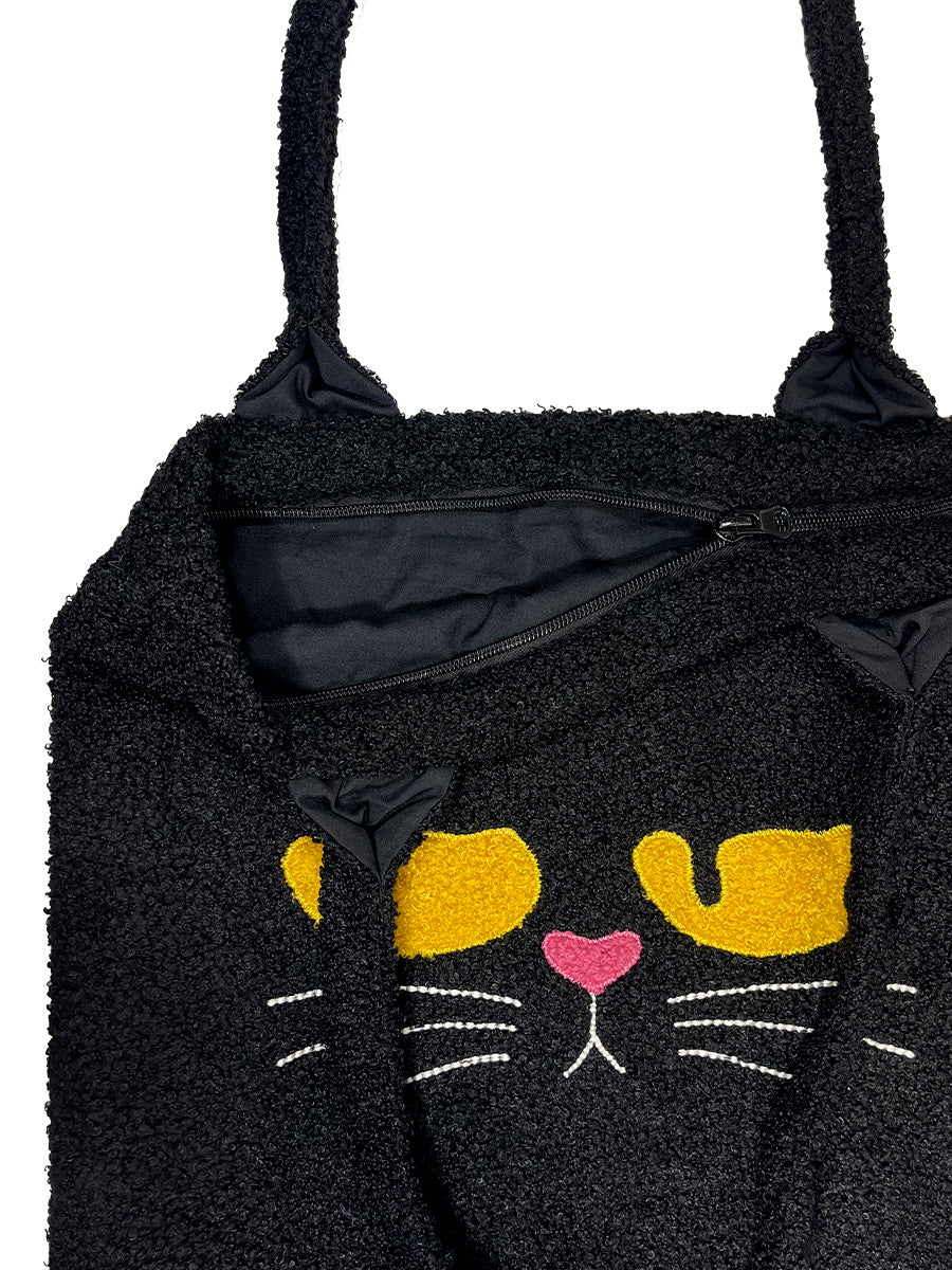 Black Cat Plush Tote Bag