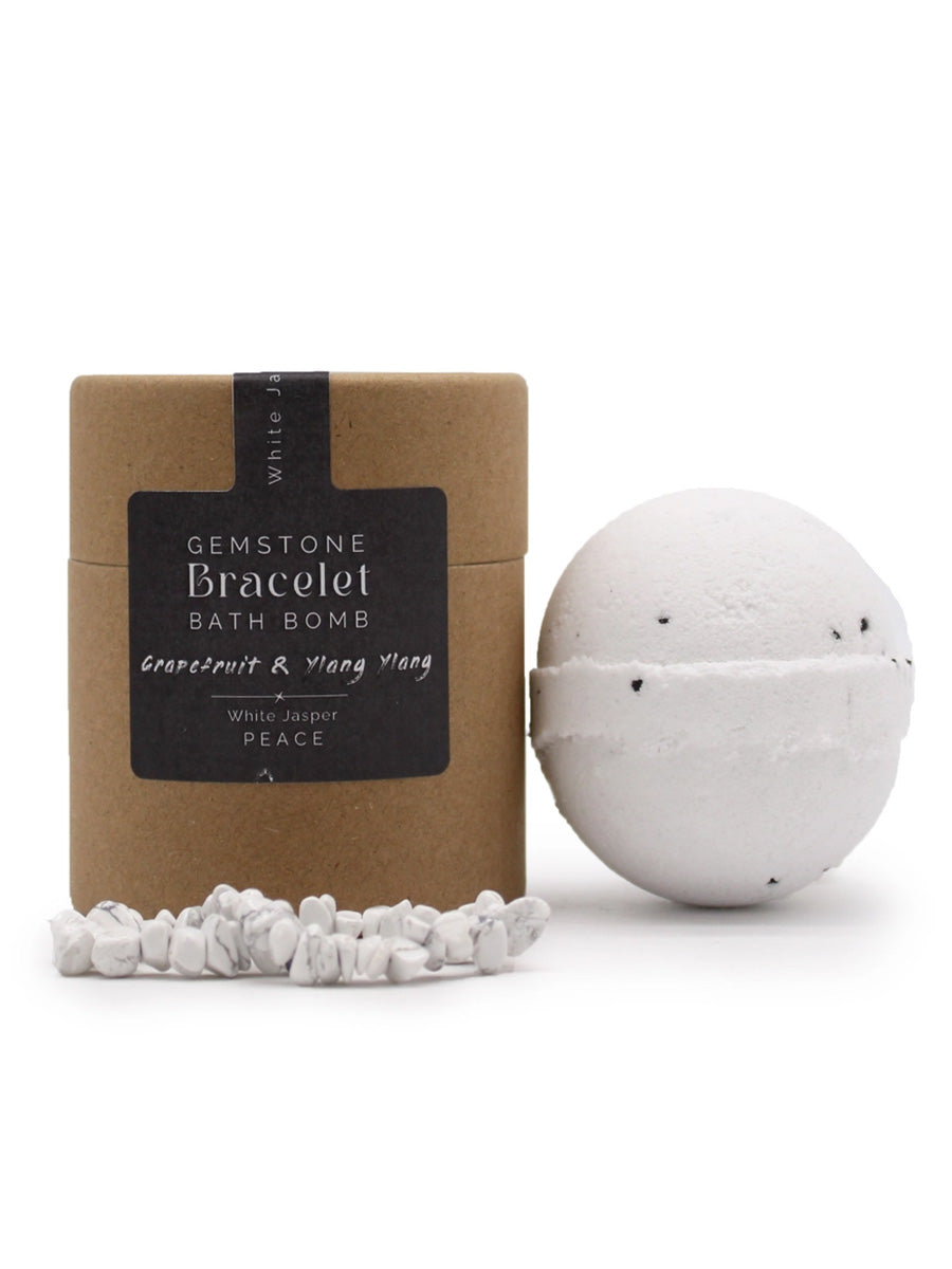 White Jasper Gemstone Bracelet Bath Bomb (Grapefruit & Ylang Ylang)