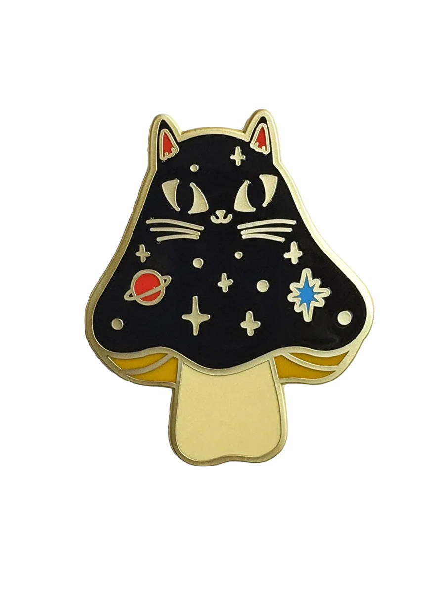 Cosmic Mushroom Cat Enamel Pin Badge