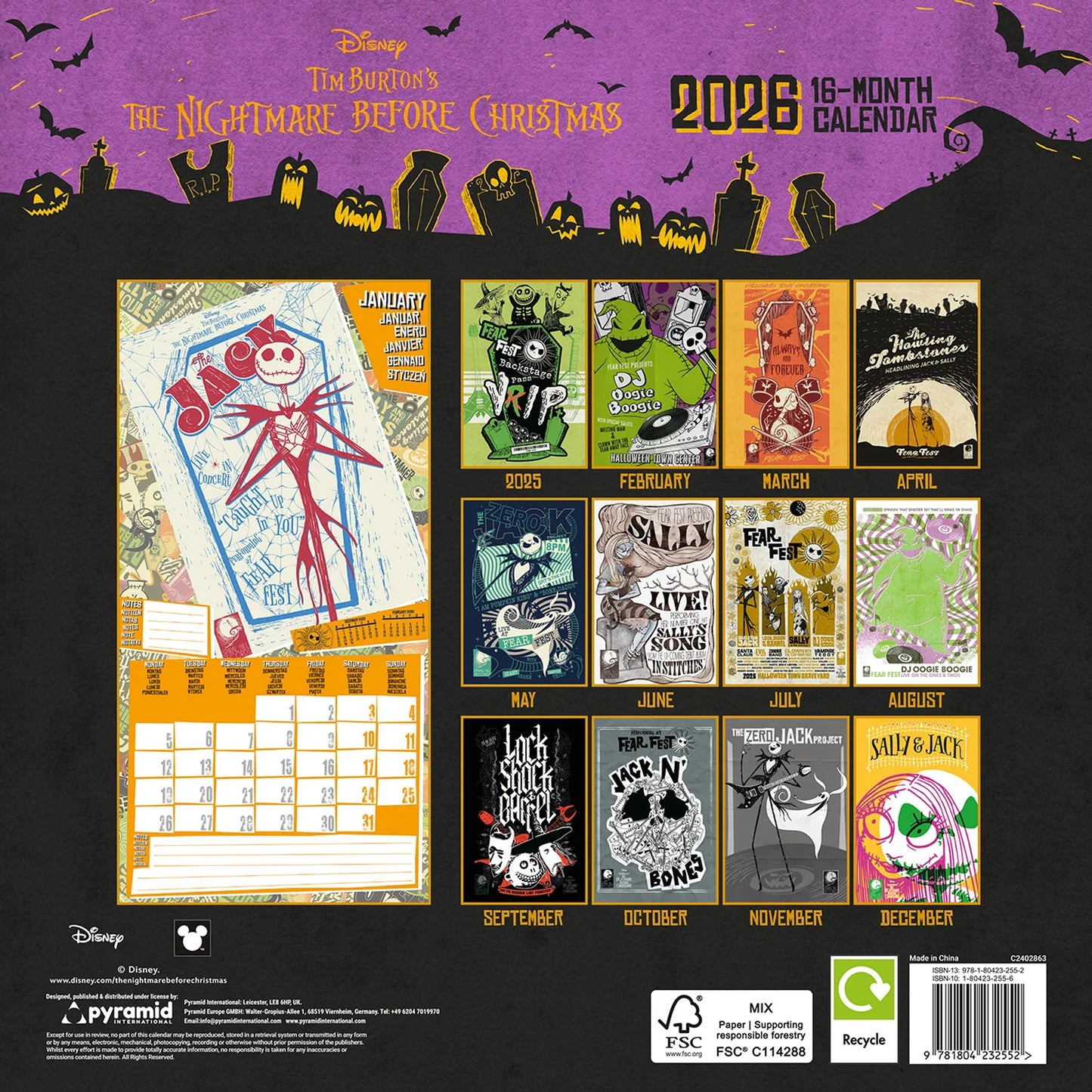 Nightmare Before Christmas (Fear Fest) 2026 Square Calendar