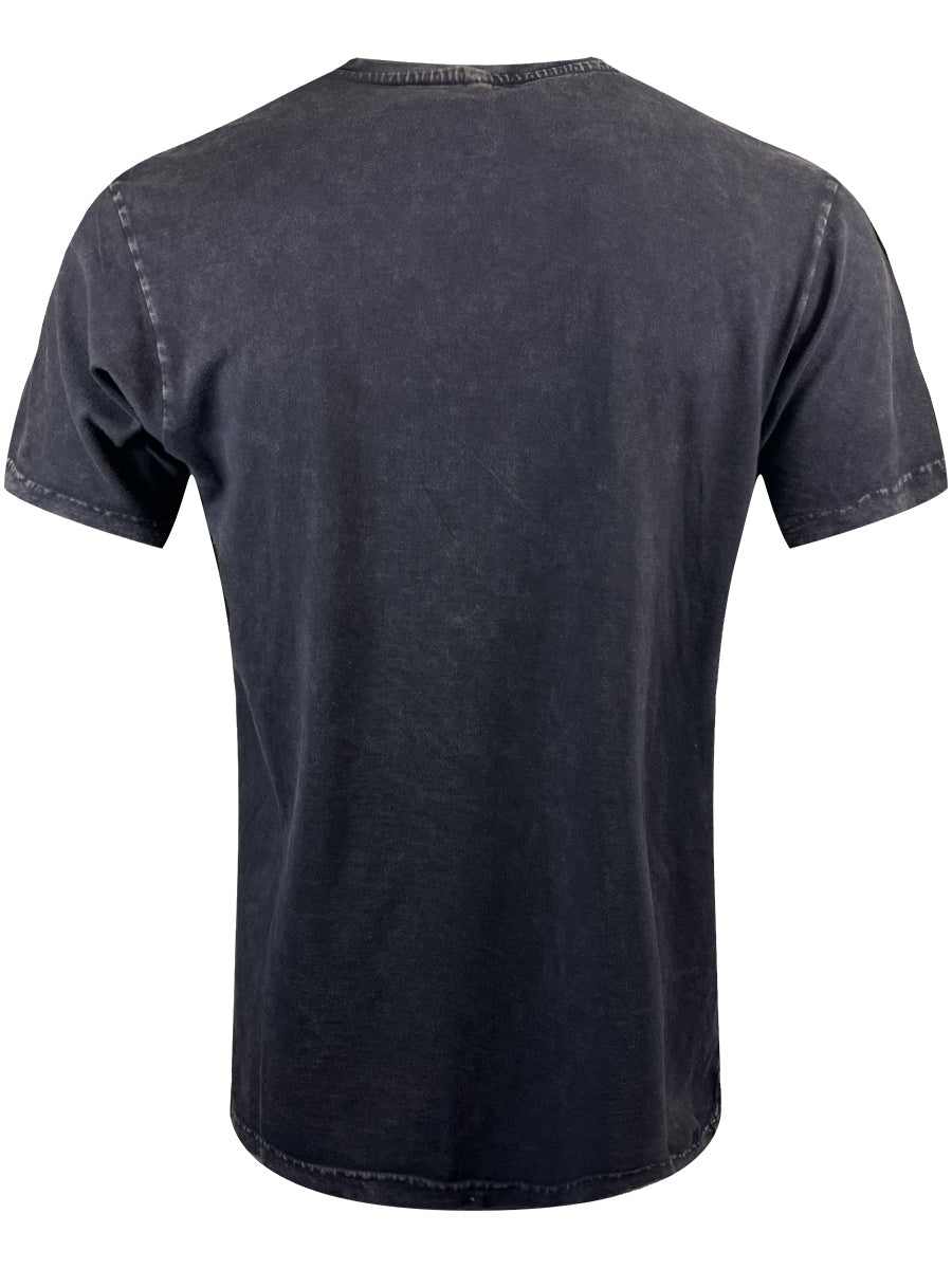 Fleetwood Mac Circle Floral Logo Stone Wash Men's Black T-Shirt