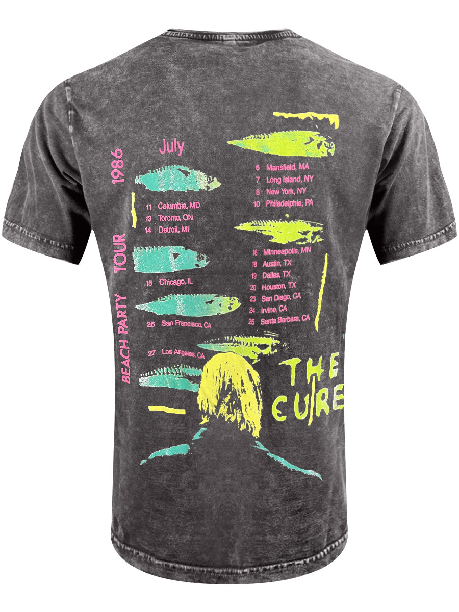 The Cure Beach Party Tour '86 Stone Wash Men's Charcoal Grey T-Shirt