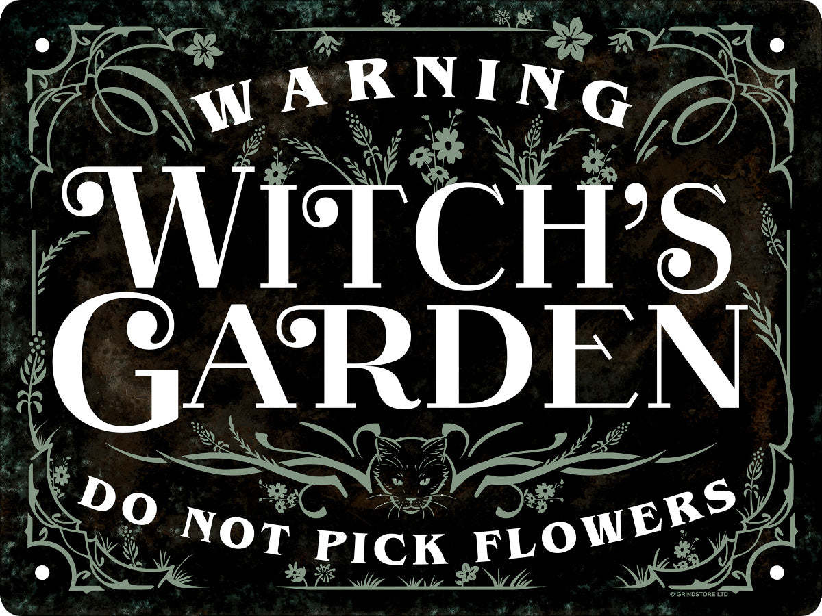 Warning Witch's Garden Mini Tin Sign