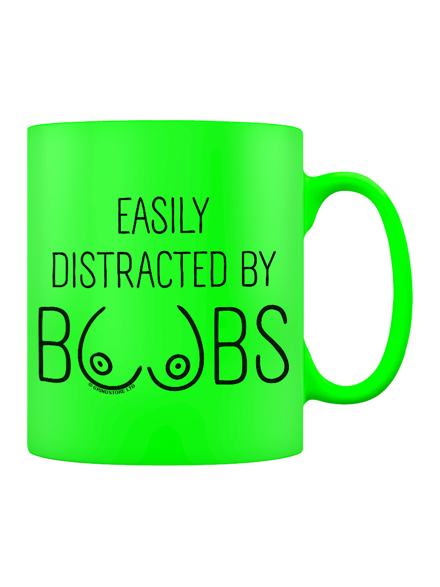 Easily Distracted By Boobs Green Neon Mug