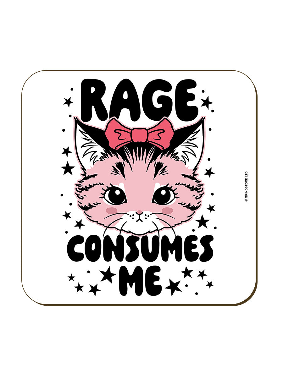 Kitsch Kitten Rage Consumes Me Square Coaster