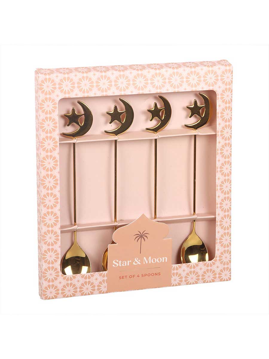 Set of 4 Star and Moon Teaspoons
