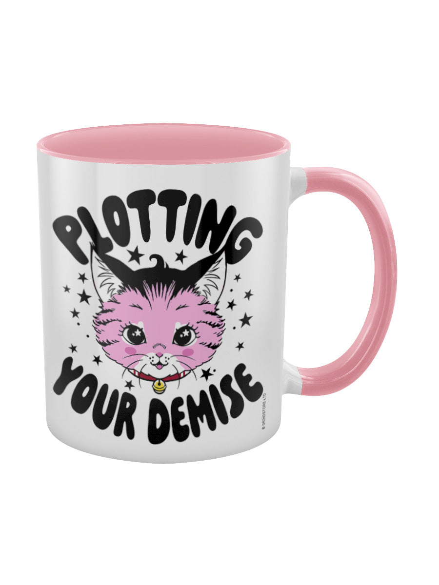 Kitsch Kitten Plotting Your Demise Pink Inner 2-Tone Mug