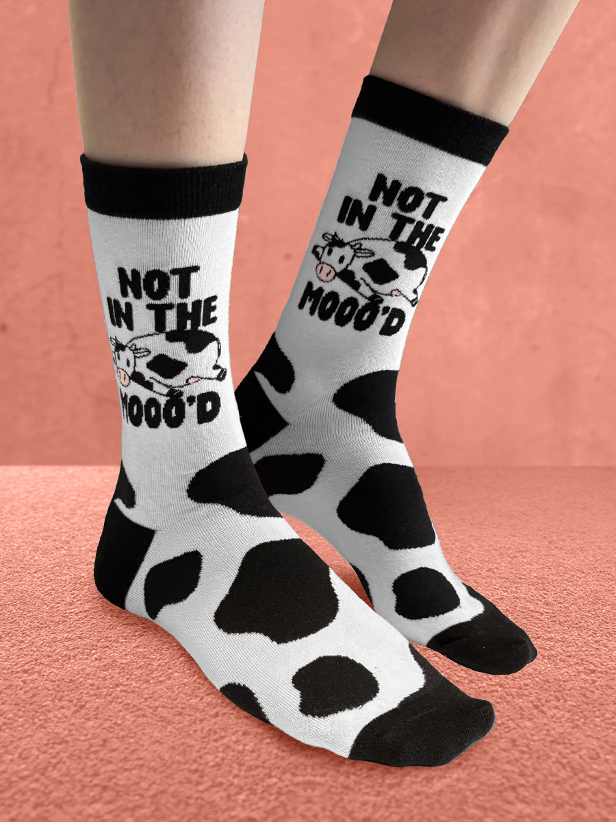 Twisted Soles Not In The Mooo'd Novelty Adult Socks (1 Pair) UK 3-7