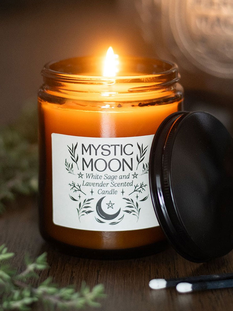 Mystic Moon Sage & Lavender Amber Glass Candle