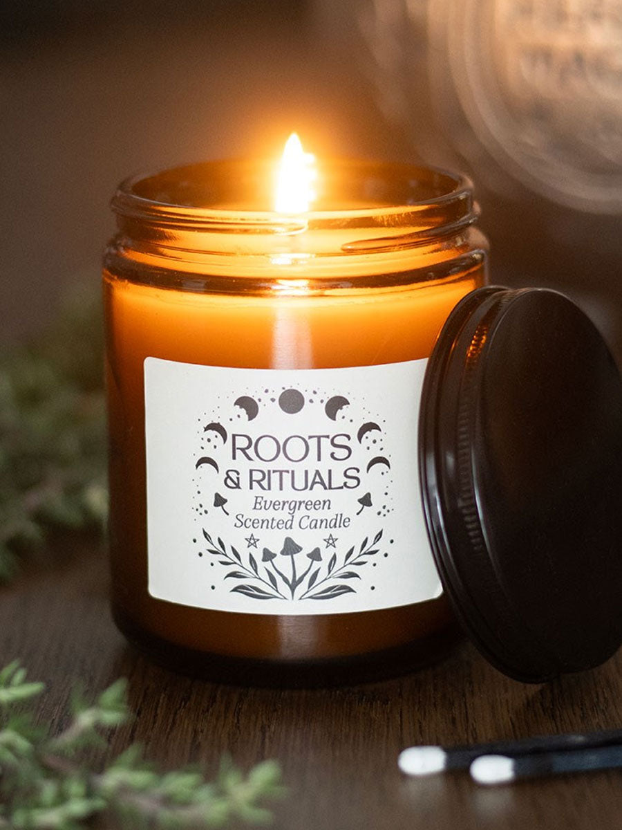Roots & Rituals Evergreen Amber Glass Candle