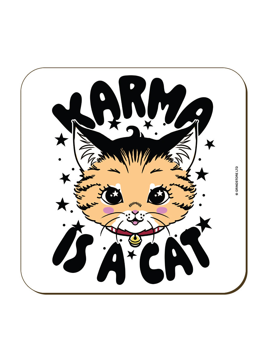 Kitsch Kitten Karma Is A Cat Square Coaster
