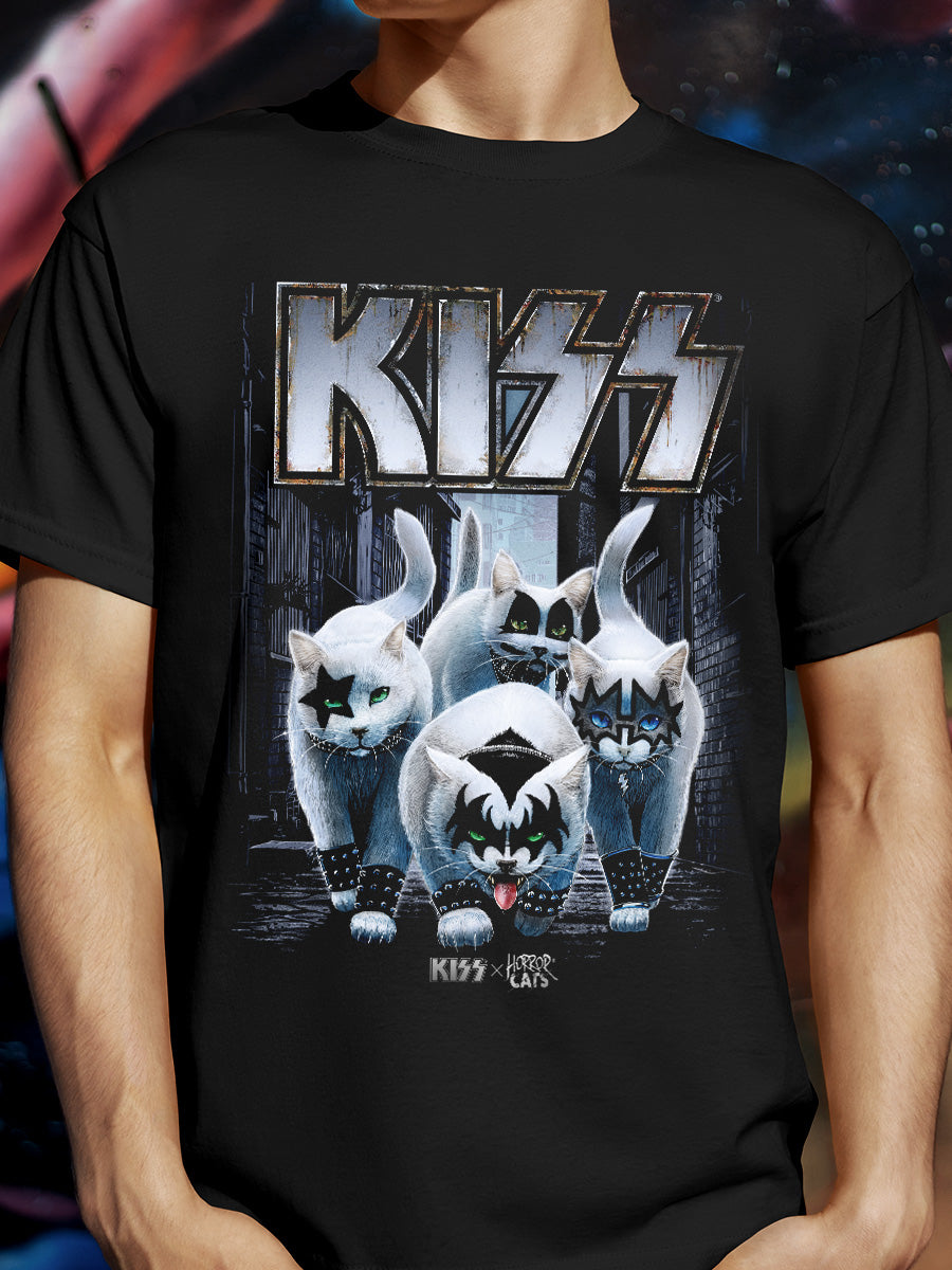 KISS x Horror Cats Creatures Men's Black T-Shirt