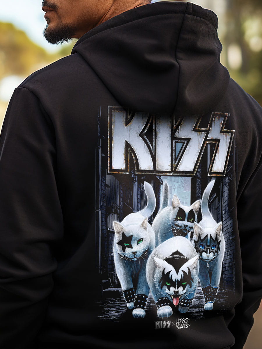 KISS x Horror Cats Creatures Black Zipped Premium Hoodie