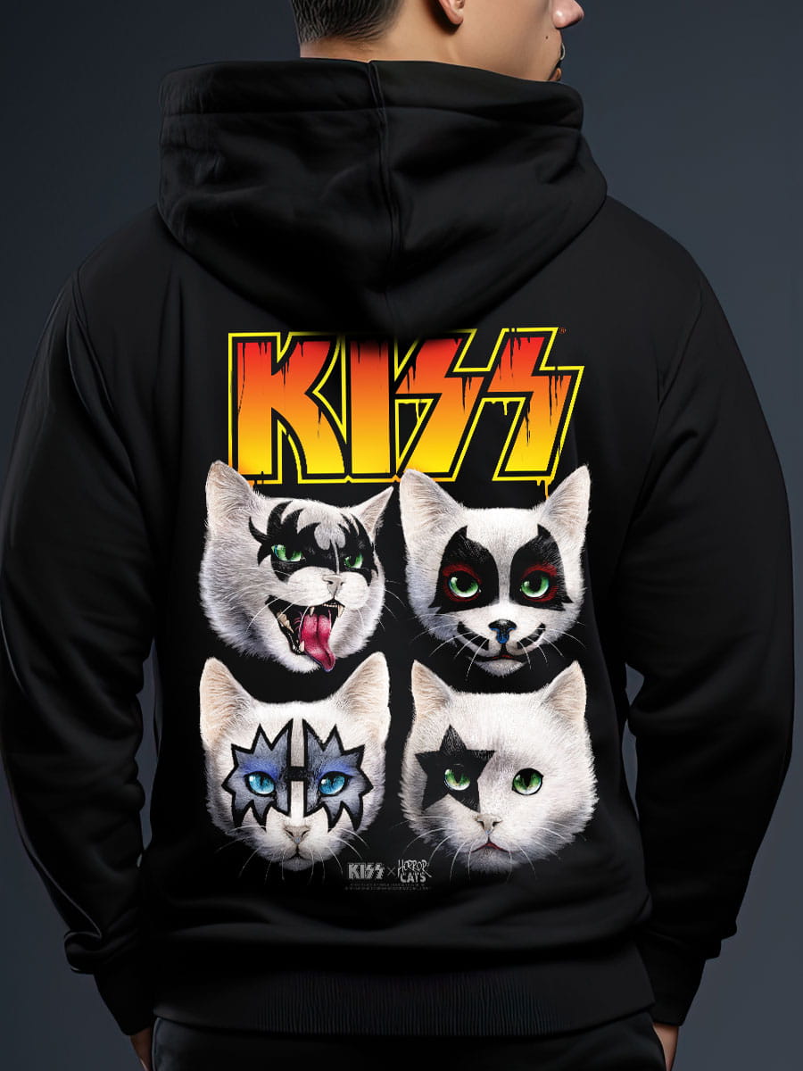 KISS x Horror Cats Feline Four Black Zipped Premium Hoodie