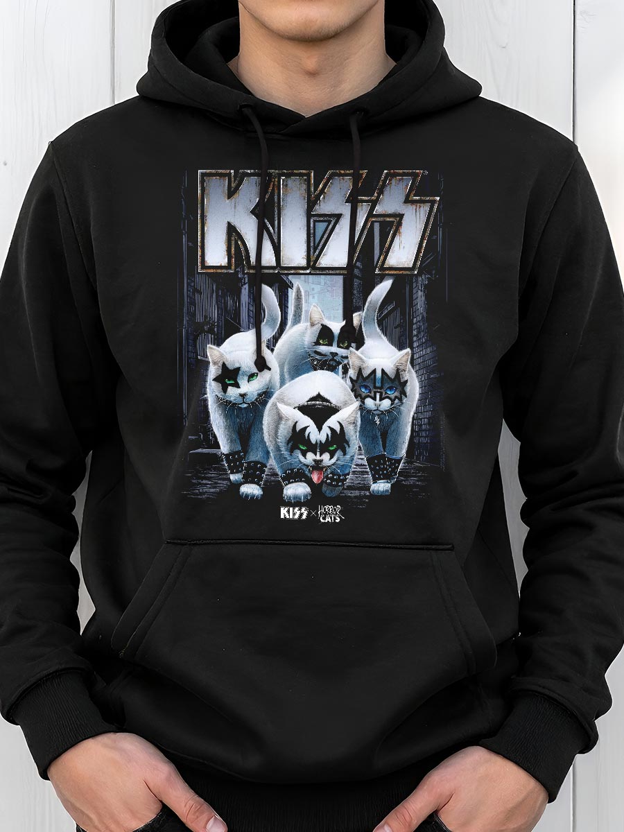 KISS x Horror Cats Creatures Black Pullover Hoodie
