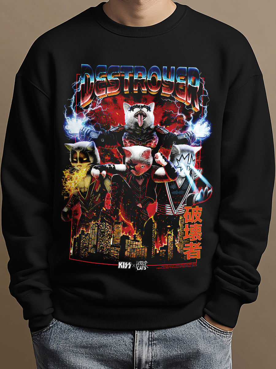 KISS x Horror Cats Destroyer Black Sweatshirt