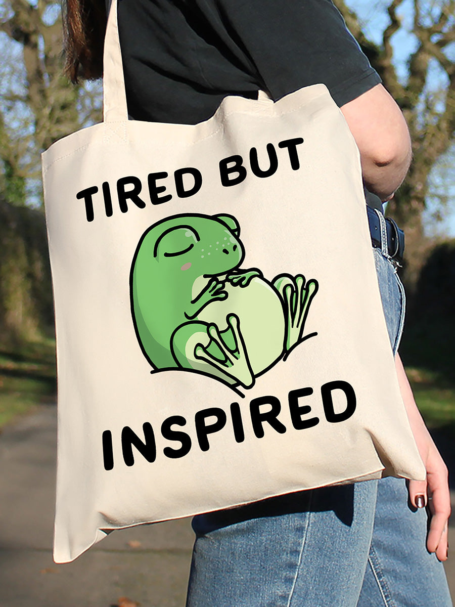 Tired But Inspired Cream Tote Bag