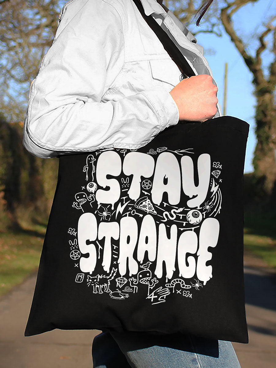Stay Strange Black Tote Bag