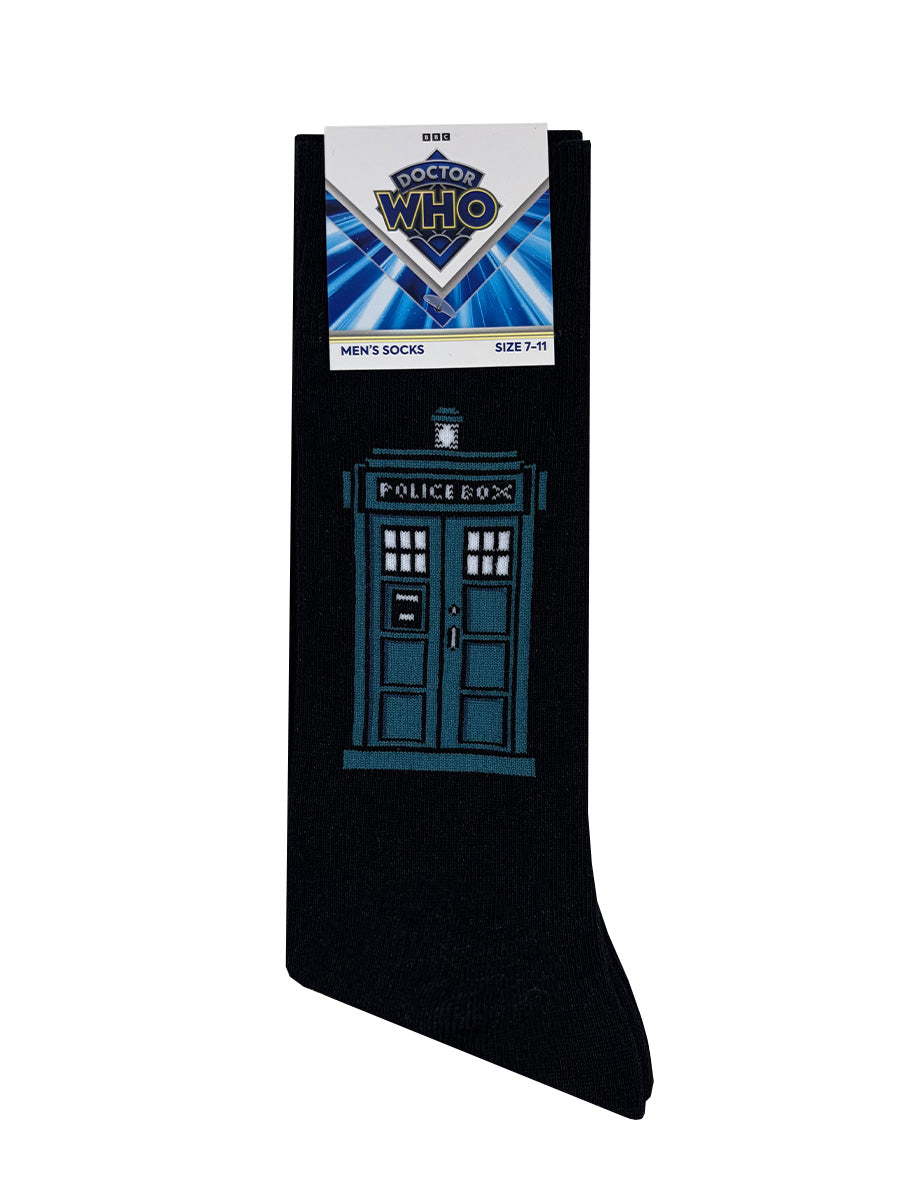 Dr Who Blue Tardis Black Socks (UK Size 7-11)