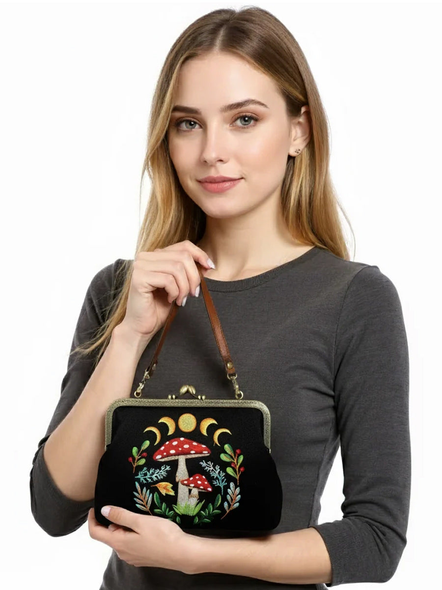 Celestial Mushroom Kiss Lock Bag