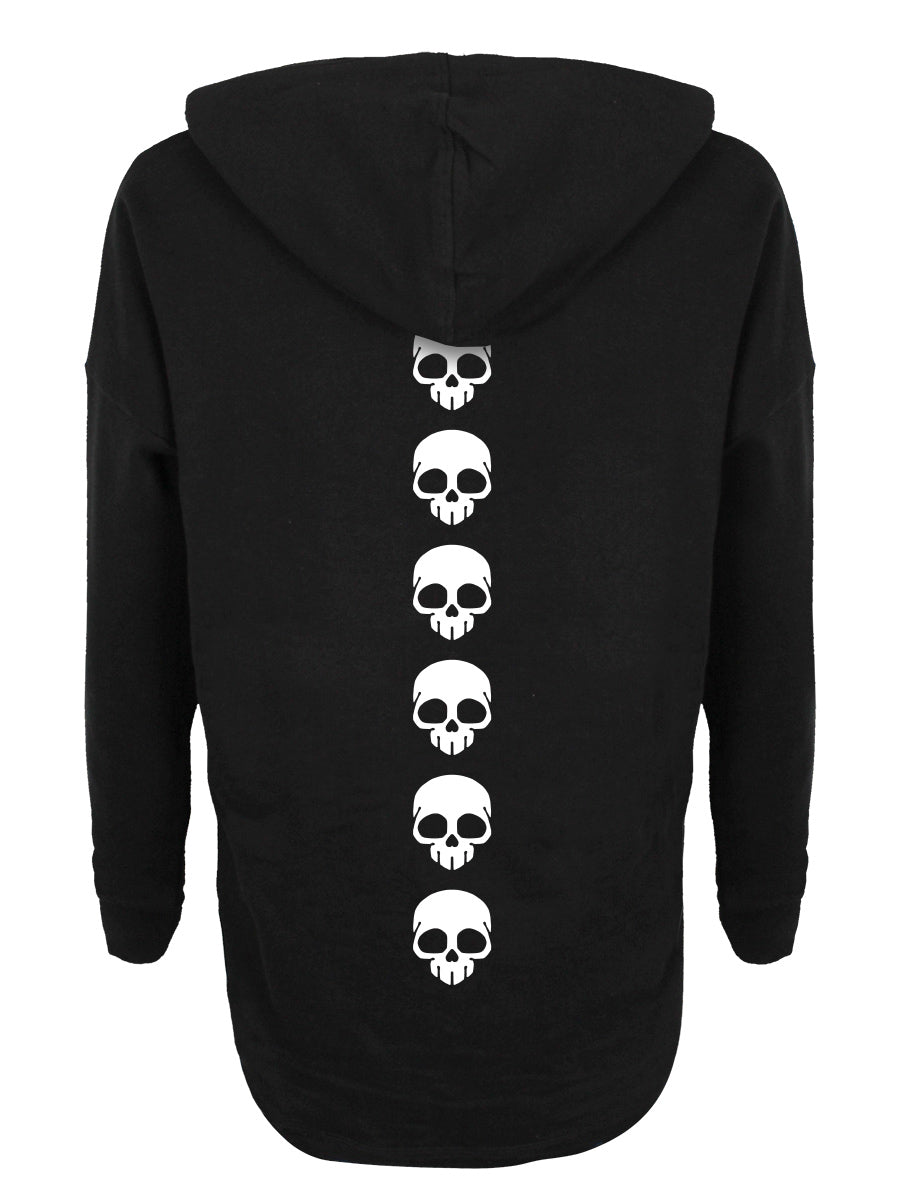 Skull Spine Ladies Black Oversized Hoodie
