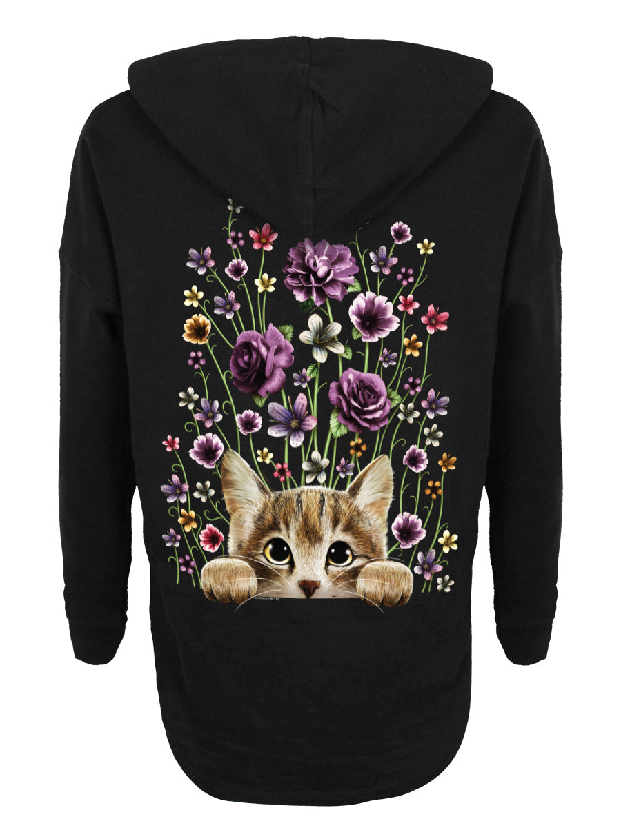 Kitten Meadow Ladies Black Oversized Hoodie