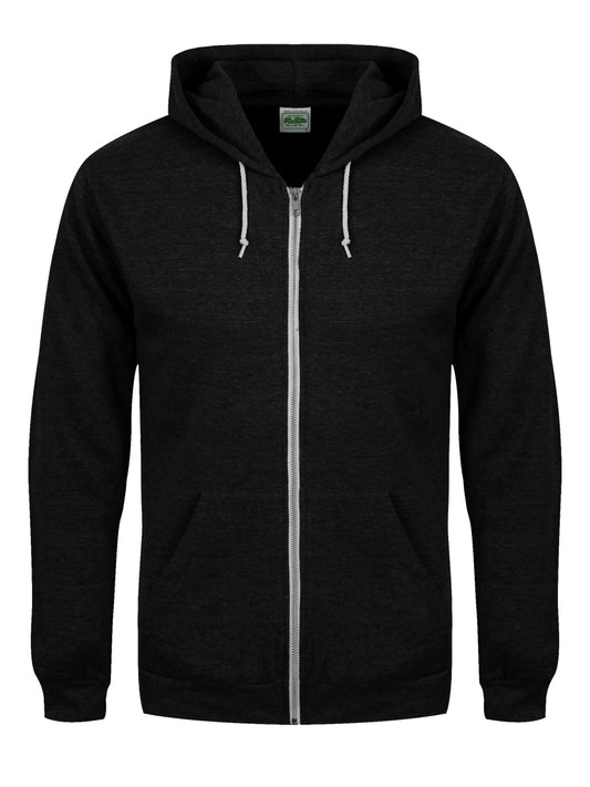 Black Heather Zipped Hoodie