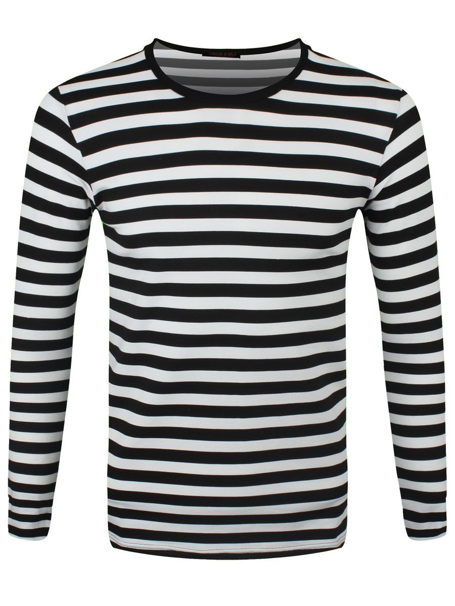 Run Fly Striped Black and White Long Sleeved T-Shirt