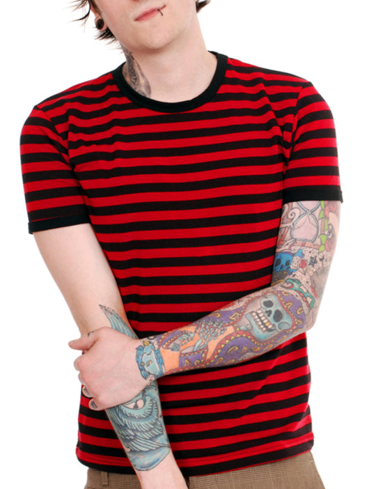 Run & Fly Black and Red Striped T-Shirt