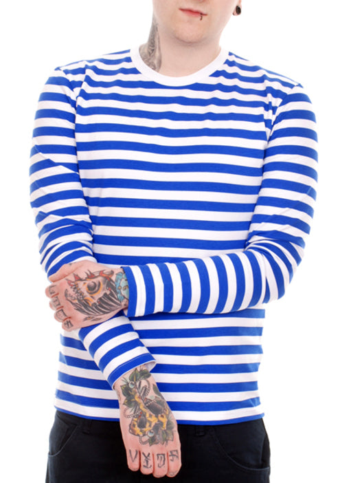 Run & Fly Striped Royal and White Long Sleeved T-Shirt
