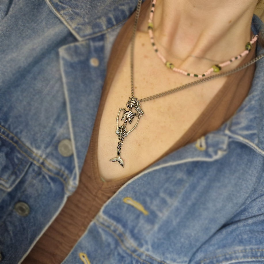 Fad Treasures Mermaid Skeleton Necklace