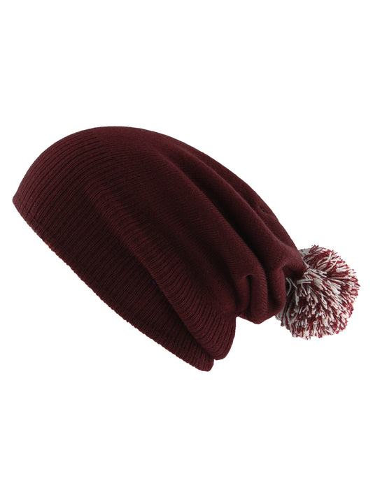 Snowstar Burgundy and White Beanie