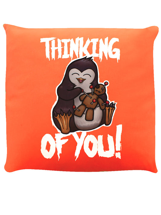 Psycho Penguin Thinking Of You Orange Cushion