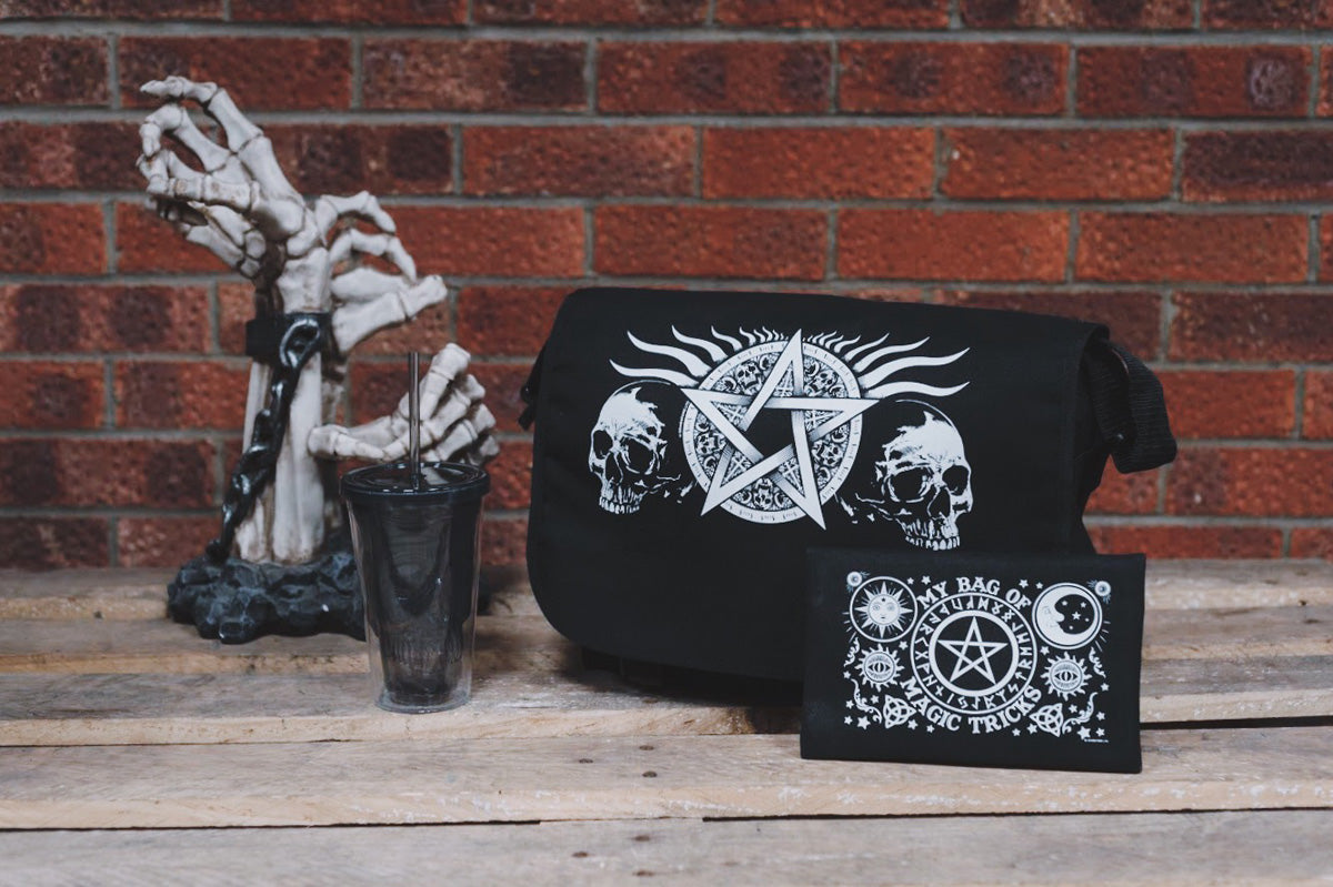 Skull Pentagram Black Messenger Bag