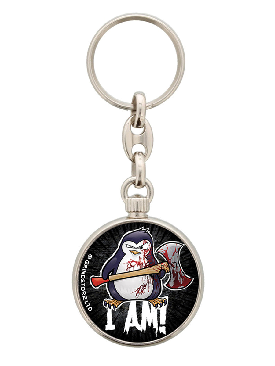 Psycho Penguin People Think I'm Crazy Round Keyring