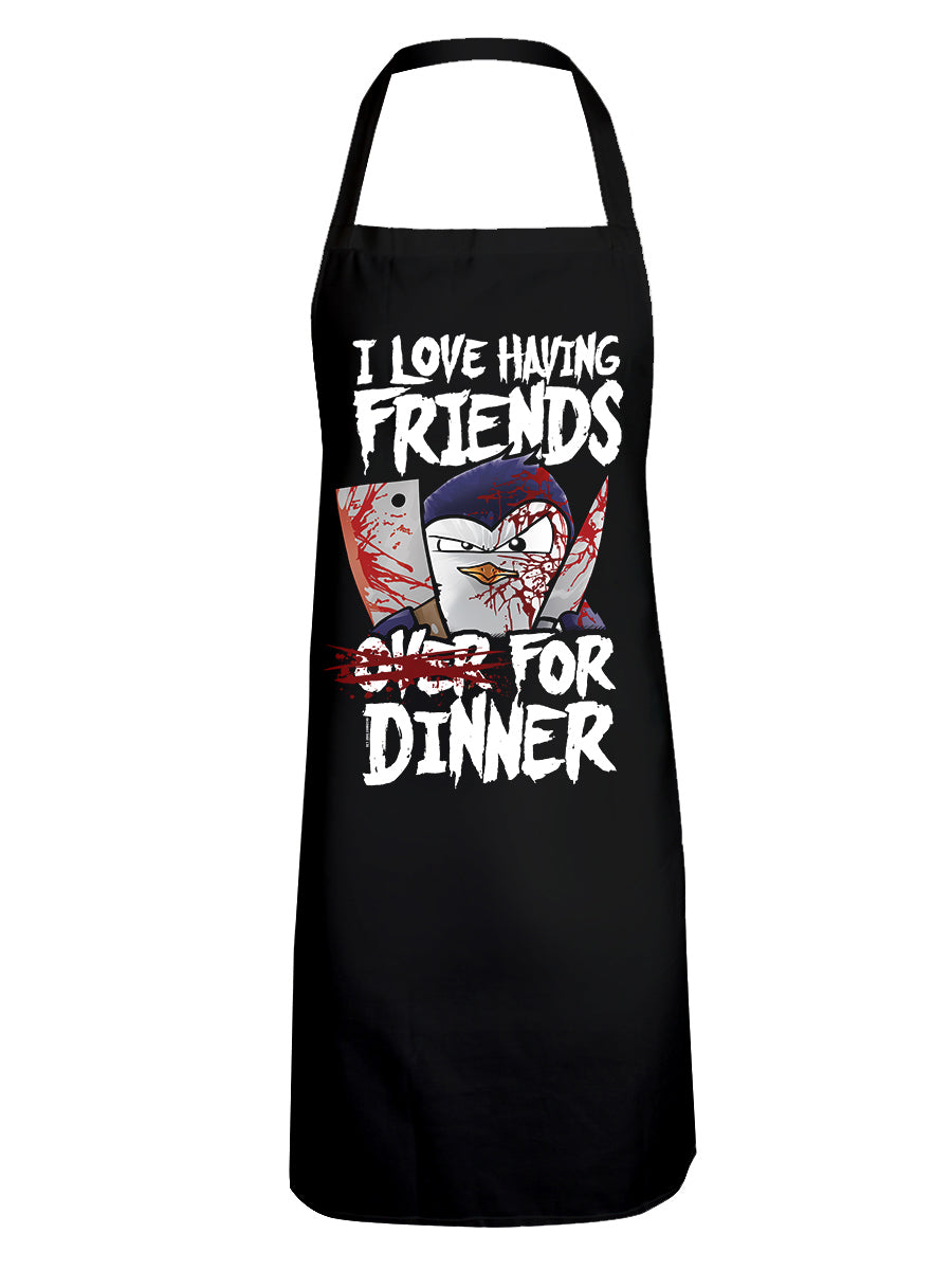 Psycho Penguin Friends For Dinner Black Apron