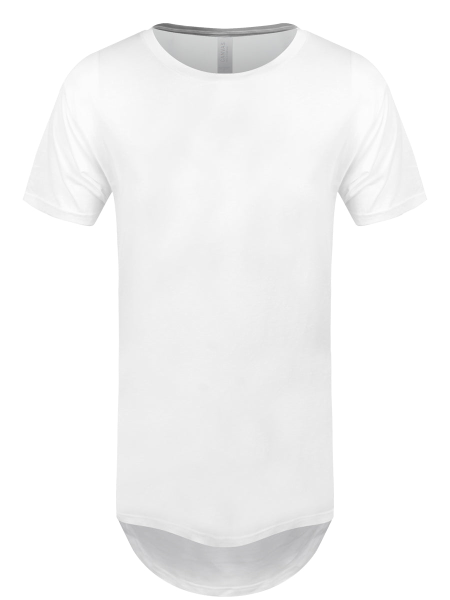 Men's White Long Body Urban Tee T-shirt