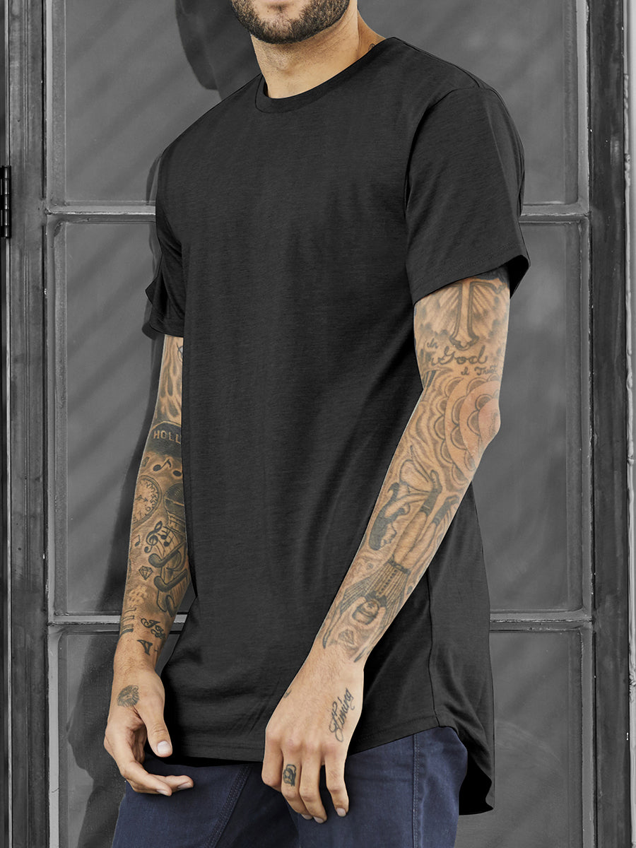 Men's Dark Heather Grey Long Body Urban Tee T-shirt