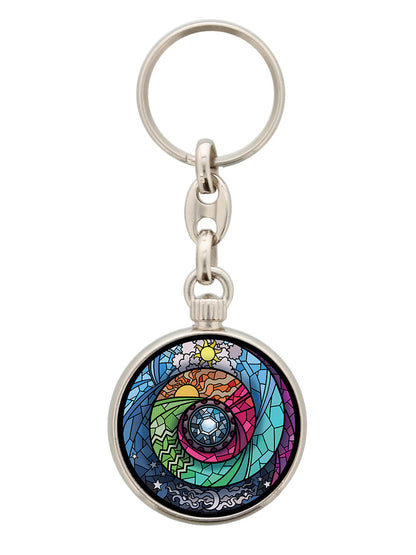 Stained Glass Spectroscope Round Keyring