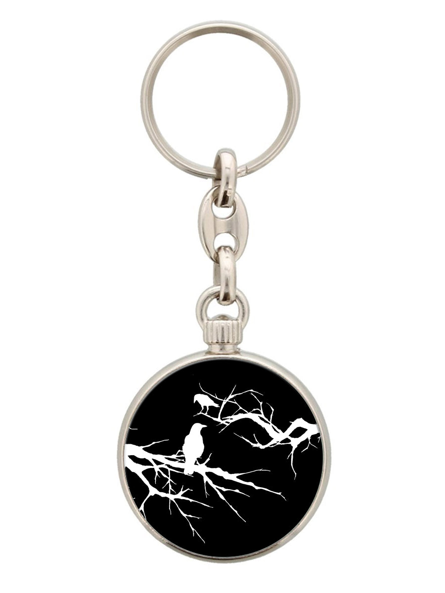 Raven Silhouette Circular Keyring