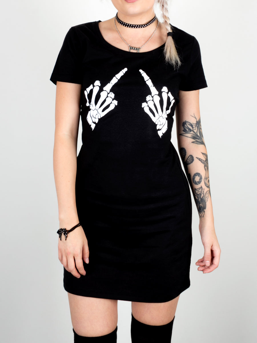 Up Yours Ladies Black T-Shirt Dress