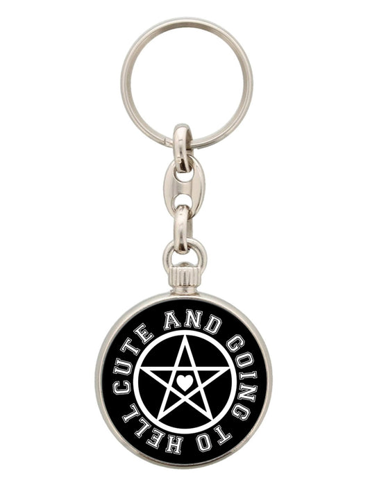 Cute And Going To Hell Circular Keyring