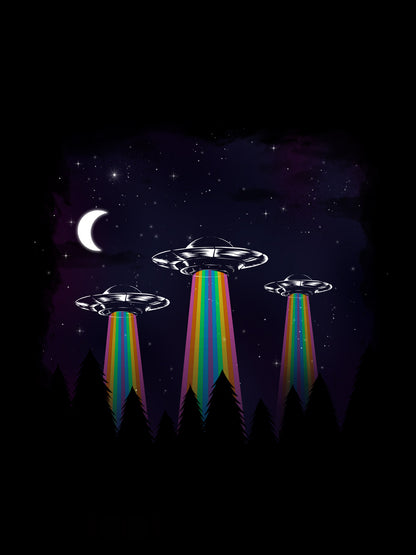 Rainbow UFO Men's Black T-Shirt