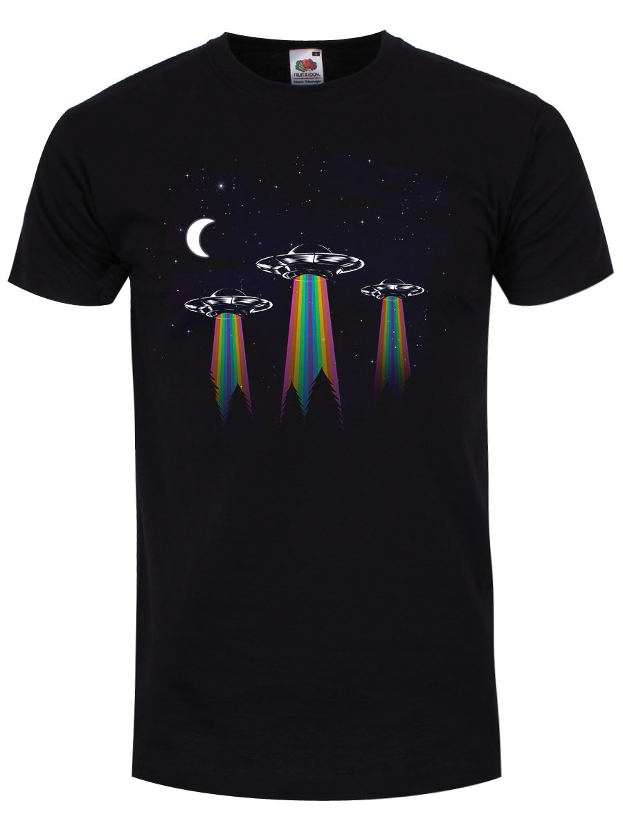 Rainbow UFO Men's Black T-Shirt