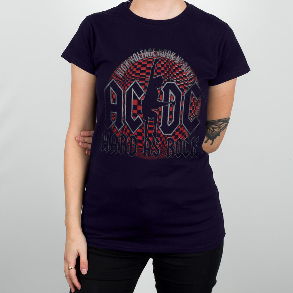 AC/DC Hard As Rock Ladies Navy Blue T-Shirt