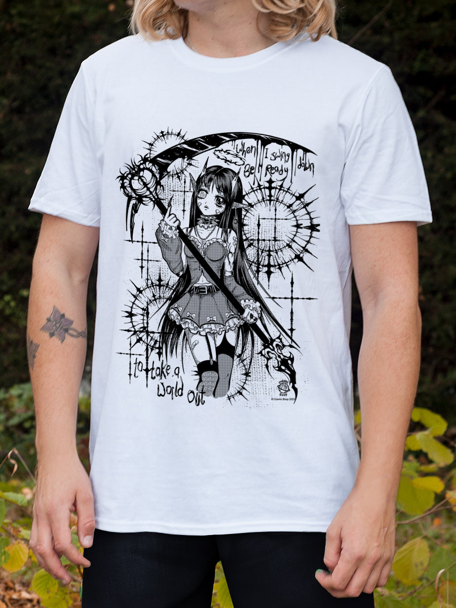 Cosmic Boop Reaper Men's White T-Shirt