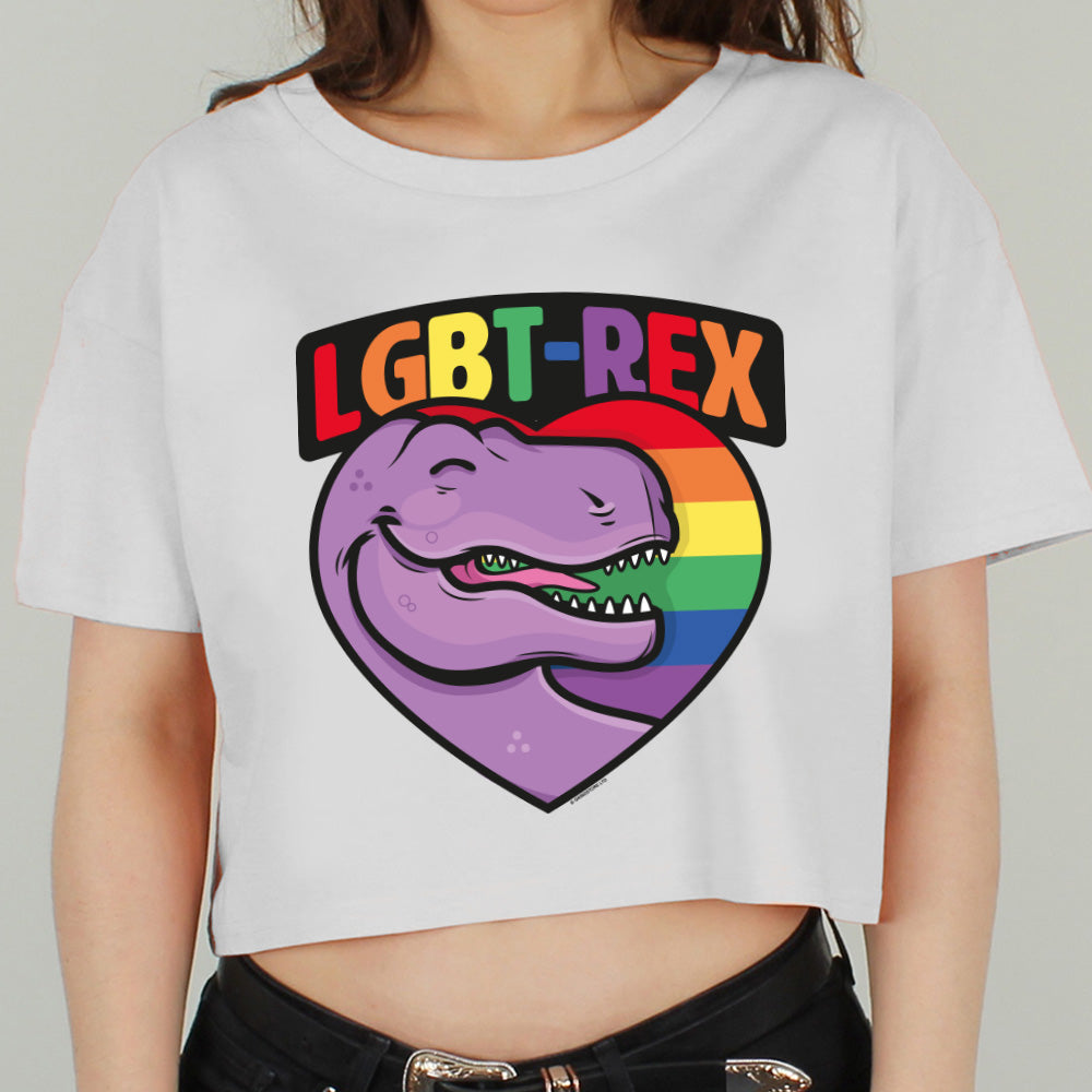 LGBT-Rex White Boxy Crop Top